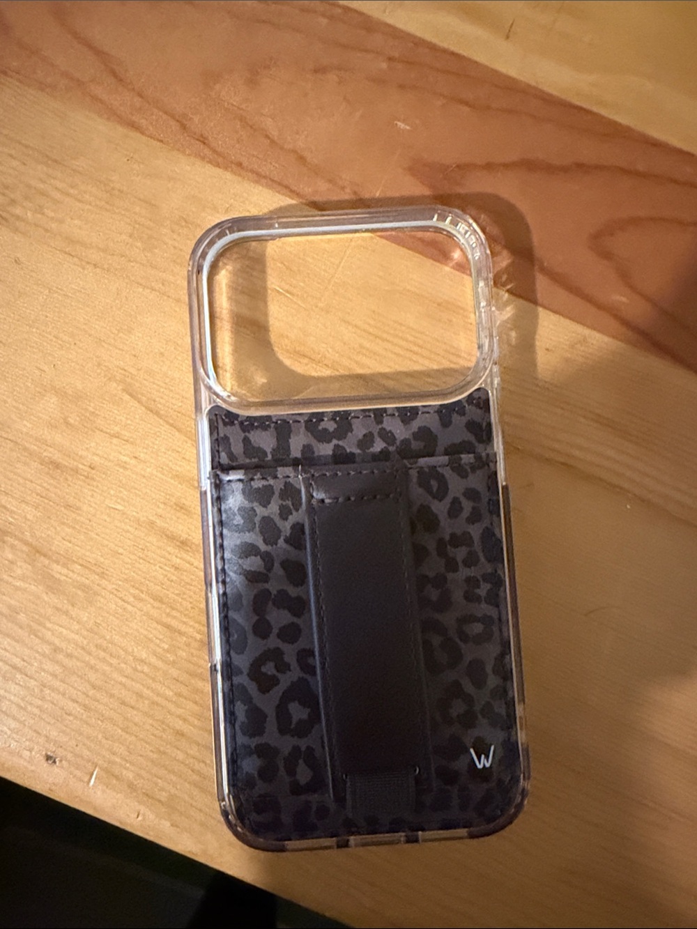 iPhone 17 Pro Clear Phone Case with Brown Leopard Card Holder by Walli